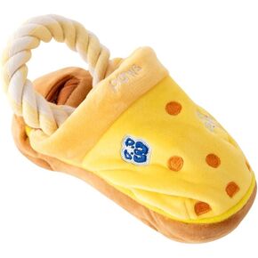 PAWTY Sandals - Plush Interactive Dog Toy - Treat Slot Snuffle Training - Durable Tug Rope Tug Fetch - Shoe Design with Squeaker for Aggressive Chewer - Small Medium Puppy Birthday Parody Gift