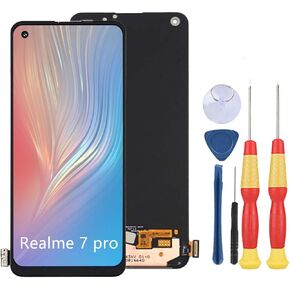 LCD Display Compatible with Oppo Realme 7 Pro RMX2170 LCD Display Touch Screen Assembly Repair Replacement Parts with Tools.