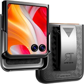 Rome Tech Belt Clip Holster Case for Motorola RAZR+ Plus 2024 / Moto Razr 50 Ultra Grip Textured Rugged Razor Plus 2024 Phone Case Belt Clip Cover - Black