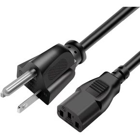 3-Prong AC Power Cord for Printer, TVs, Computers, Printers, radios, Monitors, Samsung, Dell, Dryer, Vizio, LG, Asus, laptops Replacement Power Cord 10A 125V, 18AWG, Black Replacement AC Power Cable