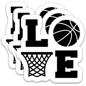 (3Pcs) Basketball Rim Sticker Basketball Sticker Basketball Lover Waterproof Vinyl Decal for Books Laptops Phones Tumblers Water Bottles, Basketball Gift For Boy Girl Team Men Women, Size 3 x 2.7 Inch