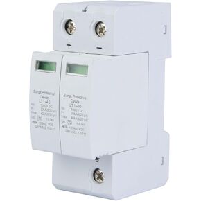 Jadeshay DC Photovoltaic Surge Protector 2P 40KA, 36mm DIN Rail Low Voltage Arrester with Visual Alarm for Solar Power Systems