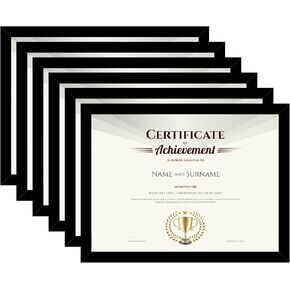 8.5x11 Picture Frame Black for 8.5 by 11 Document Certificate Diploma, Wood 8 1/2 X 11 Certificate Frame for Wall and Tabletop, Black