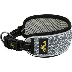 Breathable Padded Dog Collar with Soft Widened Neck Protection, High Reflective Threading, Adjustable Nylon Martingale Collar for Small Medium and Large Dogs Heavy Duty(Blue White, S)