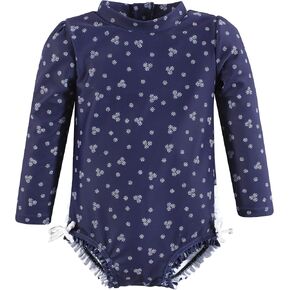 Hudson Baby Baby Girl's Rashguard Toddler Swimsuit, Mint Floral, 6-9 Months
