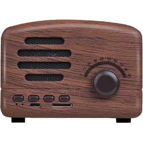 Zopsc Retro Bluetooth Speaker, Strong Bass Portable Vintage Bluetooth Speakers, Cute Old Fashioned Classic Speaker for Kitchen Desk Bedroom Office Party (Walnut)