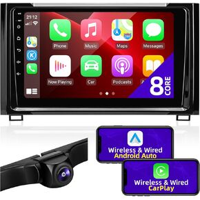 Android Car Radio Upgrade Compatible with Wireless Carplay Android Auto 8 core Touchscreen Stereo Bluetooth GPS AM/FM Navigation Backup Camera Media Play Head Unit for Toyota Tundra 2014-2021