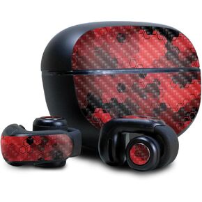 Headphone Skin Compatible with Bose Ultra Open Earbuds - Red Hexa Camo - Premium 3M Vinyl Protective Wrap Decal Cover - Easy to Apply | Crafted in The USA by MightySkins