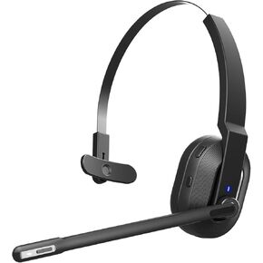 Bluetooth Headset, Wireless Headsets with AI-Powered Environmental Noise Cancelling Microphone(ENC), Fast Charging Base, 45Hrs Bluetooth Headphones with Mute & USB Dongle for PC/Trucker/Work/Phone