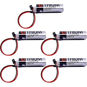(5-Pack) ER6V/3.6V ER6VC119A/119B PLC Non-Rechargeable Battery for PLC M70 3.6V 2400mAh Lithium Battery with Black Plug