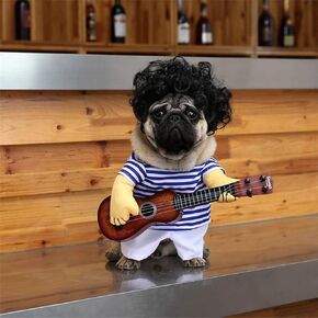 SEIS Pet Guitar Costume Dog Sailor Costume Halloween Christmas Festive Party Funny Cat Clothes (M)