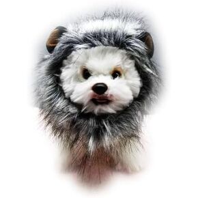 Pet Cat Dog Lion Wig Hat Headwear Christmas Dress up Lion Hat (Grey, X-Small)