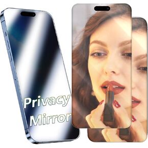 compatible with iPhone 13 Pro Max and compatible with iPhone 14 Plus 2 Pack Privacy Screen Protector Mirrored Tempered Glass Mirror Effect Anti-Spy Full Coverage Bubble Free Easy Installation