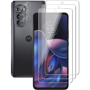(3+3 For Motorola Edge 2022 (3 Pack) Tempered Glass Screen Protector and (3 Pack) Camera Lens Protector, 9H Hardness, 2.5D, Anti Scratch, HD Clear