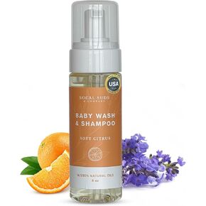 SoCal Suds & Company - 2-in-1 Organic Foaming Baby Shampoo & Body Wash - Natural Botanical Castile Soap Baby Wash Sensitive Skin, Need for Newborn Nourishing Soothing Ingredients - Soft Citrus, 32oz in Kuwait