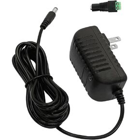 DC 12Volt 1.5A/1500mA Power Supply 10FT DC 12V Power cord 18W AC Adapter 100-240V AC to DC 12 Volt Transformers 1.5 Amp Power Adapter, 5.5 x 2.1mm /2.5mm Plug for DC12V LED Strip Light Security Camera
