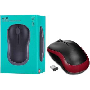 UrbanX Wireless Optical Mouse - logitec M185 Plug-and-Play, Long Battery Life, Comfort Design, for Left and Right-Handed Use - Compatible with Acer Laptops and All Operating Systems -Red