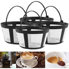 Reusable Coffee Filter Baskets 4PC, Coffee Filters Baskets 8-12 Cups Replacement Coffee Filters for Mr. Coffee and Black & Decker Coffee Makers and Brewers, Fit Most 8-12 Cup Basket Coffee Machine