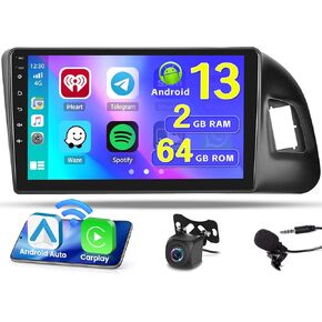 Hikity 2+64GB Android 13 Car Stereo for Audi Q5(LHD) 2010-2018 Radio with Wireless Carplay Android Auto Mirror Link, 9 Inch Touchscreen GPS WiFi Bluetooth FM RDS MIC Backup Camera