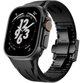 Silicone Sports Band For Apple Watch Ultra & Ultra 2 Band 49mm 46mm 45mm 44mm 42mm Designed for Men Luxury Cool Supercar Appearance Rubber Strap for iWatch Series 10 9 8 7 6 5 4 SE