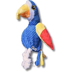 Dog Plush Toy with Rope and Squeaker Yellow Wings Parrot Style Indoor Play Chewing Self-Entertaining
