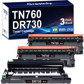 DR730 Drum Unit TN760 Toner Cartridge Compatible Replacement for Brother TN-760 TN-730 TN730 Toner Cartridges DR 730 Drum Unit for MFC-L2710DW 2750DW 2395DW DCP-L2550DW Printer | Brother DR730 DR-730