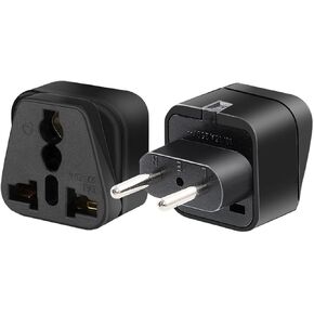 (2pack) EU Plug 2 pin to 3 Hole a Variety of National Socket Travel Conversion Plugs,European Standard Plug Travel Adapter,2 Prong Plug to 3 Hole Socket for AUS/US/UK (Black)