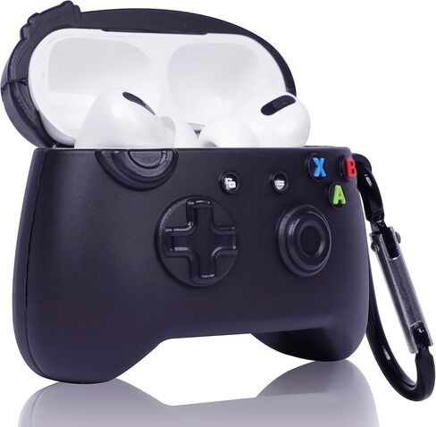 حافظة Besoar for Airpod Pro 2019/Pro 2 Gen 2022، غطاء سيليكون ثلاثي الأبعاد لقرونات الهواء البارد، تصميم عصري أنيق وممتع من Hypebeast للرجال والأولاد والمراهقين والأطفال، حافظات ناعمة لـ Airpods Pro (وحدة تحكم سوداء) in Kuwait