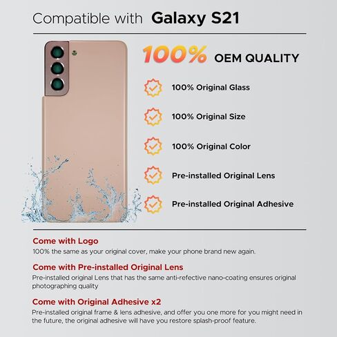 Compatible with Galaxy S21 Back Cover Replacement, S21 SM-G991 Back Glass Door with Pre-installed Camera Lens, Repair Tools & Instruction, Phantom Gray in Saudi Arabia