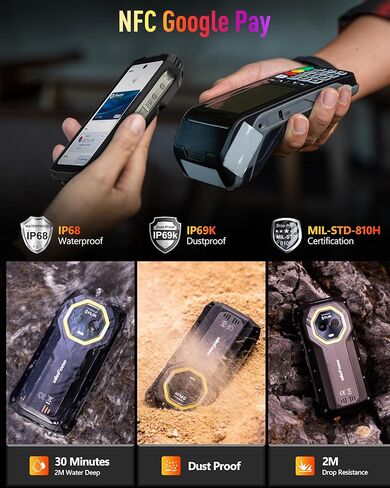 Ulefone Armor Mini 20T Pro 5G هاتف متين مزود بكاميرا حرارية، 4.7 بوصة HD+، أبعاد MTK 6300، ذاكرة وصول عشوائي 16 جيجابايت + ذاكرة وصول عشوائي 256 جيجابايت، شحن لاسلكي 6200 مللي أمبير/ساعة، أندرويد 14، كاميرا 50+32 ميجابكسل، ضوء LED، NFC/GPS/فتح القفل بالوج in Kuwait