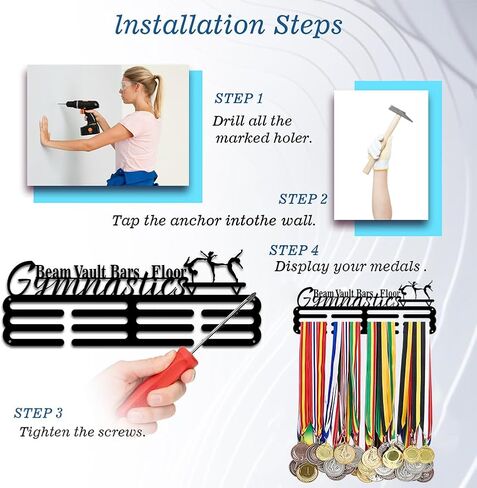 PH PandaHall Medal Hanger Holder Display Rack Gymnastics Medal Hanger Awards Ribbon Cheer 3 Lines Sport Award Rack Wall Mount Metal Frame for Over 50 Medals Necklace Jewelry 15.75 Inch in Kuwait