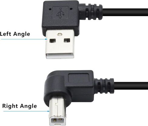 كابل طابعة USB قصير 90 درجة 25 سم زاوية يسرى USB 2.0 نوع A ذكر إلى الزاوية اليمنى B وصلة كابل الماسح الضوئي ذكر (2 حزمة) in Kuwait
