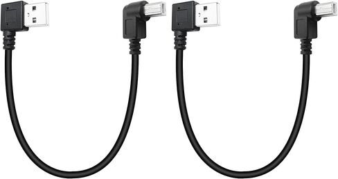 كابل طابعة USB قصير 90 درجة 25 سم زاوية يسرى USB 2.0 نوع A ذكر إلى الزاوية اليمنى B وصلة كابل الماسح الضوئي ذكر (2 حزمة) in Kuwait