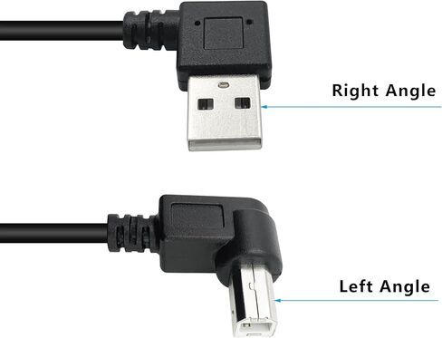 كابل طابعة USB قصير 90 درجة 25 سم زاوية يسرى USB 2.0 نوع A ذكر إلى الزاوية اليمنى B وصلة كابل الماسح الضوئي ذكر (2 حزمة) in Kuwait