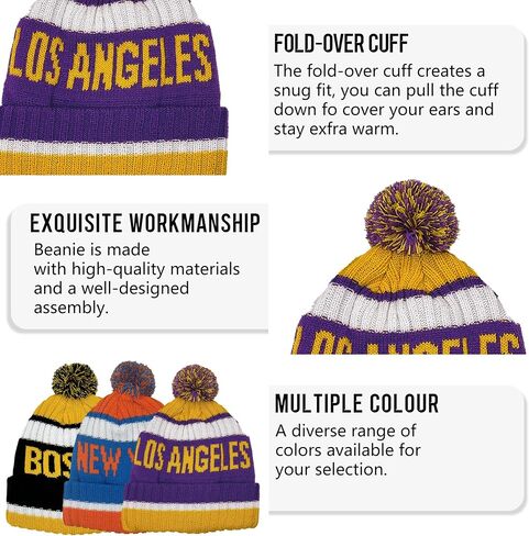 قبعة City Beanie Knit مع قبعة شتوية ذات أساور شتوية هدية لمحبي الرياضة للرجال والنساء in Saudi Arabia