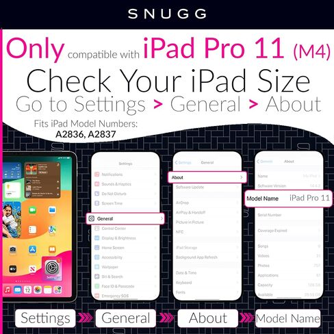 Snugg iPad Pro 11 Case with Keyboard (M4) with Apple Pencil Holder & Live Battery Display - Wireless Bluetooth Backlit Magic Keyboard 11 Case for iPad 11 Case with Keyboard - White in Kuwait