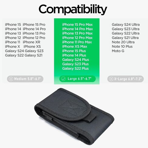 Tactical Molle EDC Phone Pouch, Mobile Phone Holster Holder for iPhone 16 Pro Max, 16 Plus, 15 Pro Max, 15 Plus, 14 Pro Max, 13 Pro Max Heavy Duty Universal Phone Pouch, Black -L in Saudi Arabia