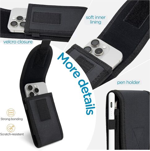 Tactical Molle EDC Phone Pouch, Mobile Phone Holster Holder for iPhone 16 Pro Max, 16 Plus, 15 Pro Max, 15 Plus, 14 Pro Max, 13 Pro Max Heavy Duty Universal Phone Pouch, Black -L in Saudi Arabia