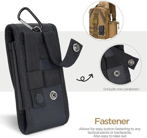 Tactical Molle EDC Phone Pouch, Mobile Phone Holster Holder for iPhone 16 Pro Max, 16 Plus, 15 Pro Max, 15 Plus, 14 Pro Max, 13 Pro Max Heavy Duty Universal Phone Pouch, Black -L in Saudi Arabia