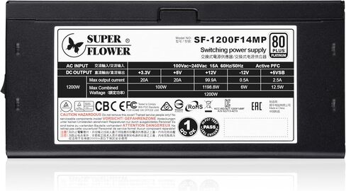 Super Flower Leadex VI Platinum PRO 1000W ATX 80 Plus Platinum Certified Power Supply, 10 Years Warranty, Patent Connectors, Full Modular, Ultra-Flexible Flat Ribbon Cables, FDB Fan, SF-1000F14PE in Saudi Arabia