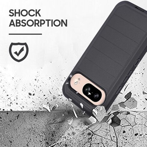 Designed for Google Pixel 9 2024 Case with Belt Clip Holster- Heavy Duty Protective Case with Built in Screen Protector (Pro Black) in Saudi Arabia