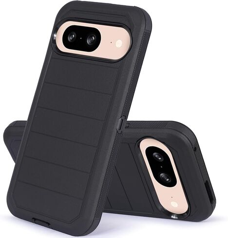 Designed for Google Pixel 9 2024 Case with Belt Clip Holster- Heavy Duty Protective Case with Built in Screen Protector (Pro Black) in Saudi Arabia