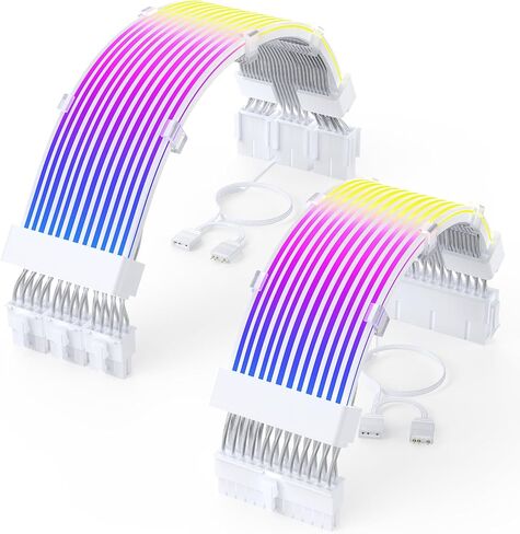Sirlyr 2 x 8 Pin RGB GPU Cable,Addressable PSU PCIE Cables Extensions - for PC Graphic Card Power Supply,ARGB Computer Case Setup,Thin LED Strip White Connector Style 13In in Saudi Arabia
