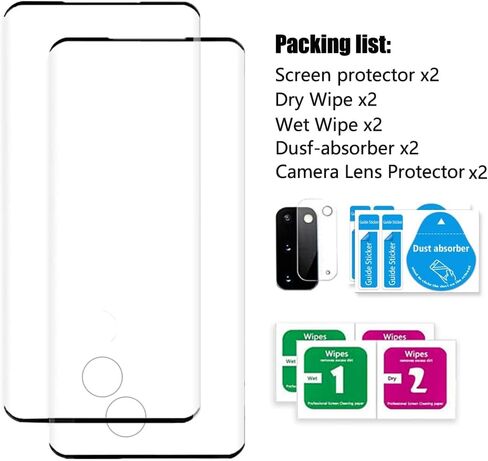 واقي شاشة Galaxy S20 Plus، عبوتان من واقي الشاشة الزجاجي المقوى S20 Plus، عبوتان من واقي عدسة الكاميرا، واقي شاشة من الزجاج المقوى بقوة 9H لهاتف Samsung Galaxy S20 Plus[عبوة من قطعتين+2] in Kuwait