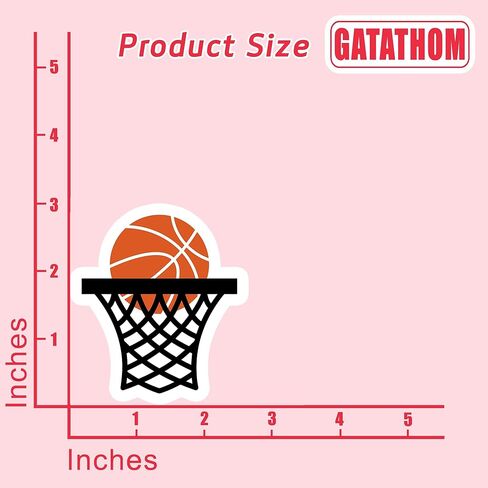 (3Pcs) Basketball Rim Sticker Basketball Sticker Basketball Lover Waterproof Vinyl Decal for Books Laptops Phones Tumblers Water Bottles, Basketball Gift For Boy Girl Team Men Women, Size 3 x 2.7 Inch in Kuwait