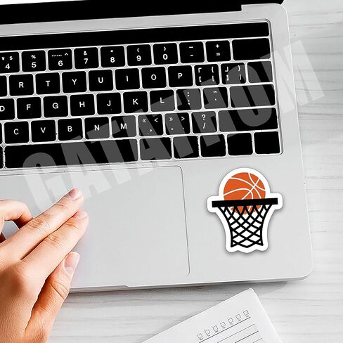 (3Pcs) Basketball Rim Sticker Basketball Sticker Basketball Lover Waterproof Vinyl Decal for Books Laptops Phones Tumblers Water Bottles, Basketball Gift For Boy Girl Team Men Women, Size 3 x 2.7 Inch in Kuwait