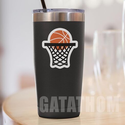 (3Pcs) Basketball Rim Sticker Basketball Sticker Basketball Lover Waterproof Vinyl Decal for Books Laptops Phones Tumblers Water Bottles, Basketball Gift For Boy Girl Team Men Women, Size 3 x 2.7 Inch in Kuwait
