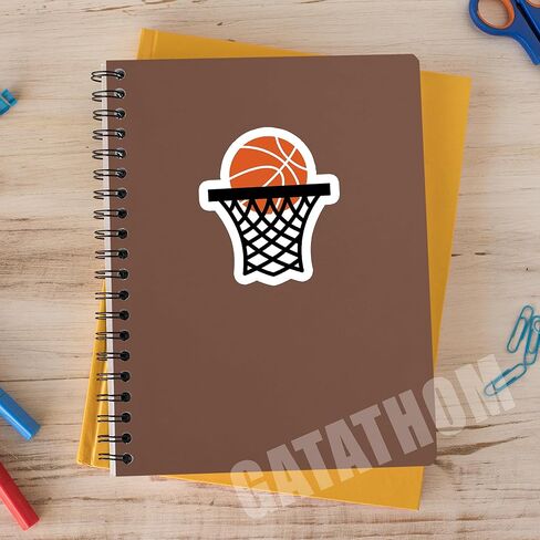 (3Pcs) Basketball Rim Sticker Basketball Sticker Basketball Lover Waterproof Vinyl Decal for Books Laptops Phones Tumblers Water Bottles, Basketball Gift For Boy Girl Team Men Women, Size 3 x 2.7 Inch in Kuwait
