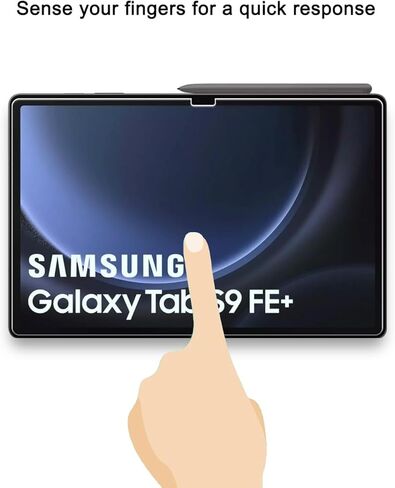 [عبوة من قطعتين] واقي شاشة من الزجاج المقوى متوافق مع هاتف Samsung Galaxy Tab S9 FE+ 12.4 بوصة، طبقة مقسى عالية الدقة، صلابة 9H، مضاد للخدش، حساس للمس، حماية من السقوط in Kuwait