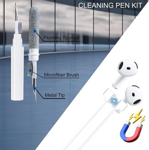 متوافق مع Airpods 4 Case Stitc Bag مع سلسلة مفاتيح ومجموعة تنظيف، سلك مغناطيسي مضاد للفقد لطيف ثلاثي الأبعاد من السيليكون الناعم المضحك لملحقات غطاء Airpods الجيل الرابع للنساء والرجال - أزرق in Kuwait